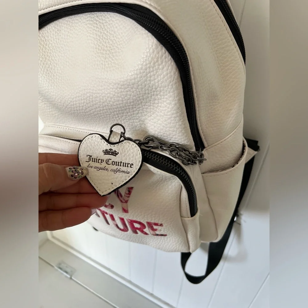 Juicy Couture white Backpack with Red Lettering